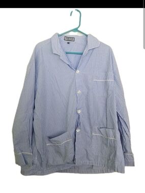 Scully & Scully Park Avenue Men's Top XXL Blue White Striped Cotton Spain